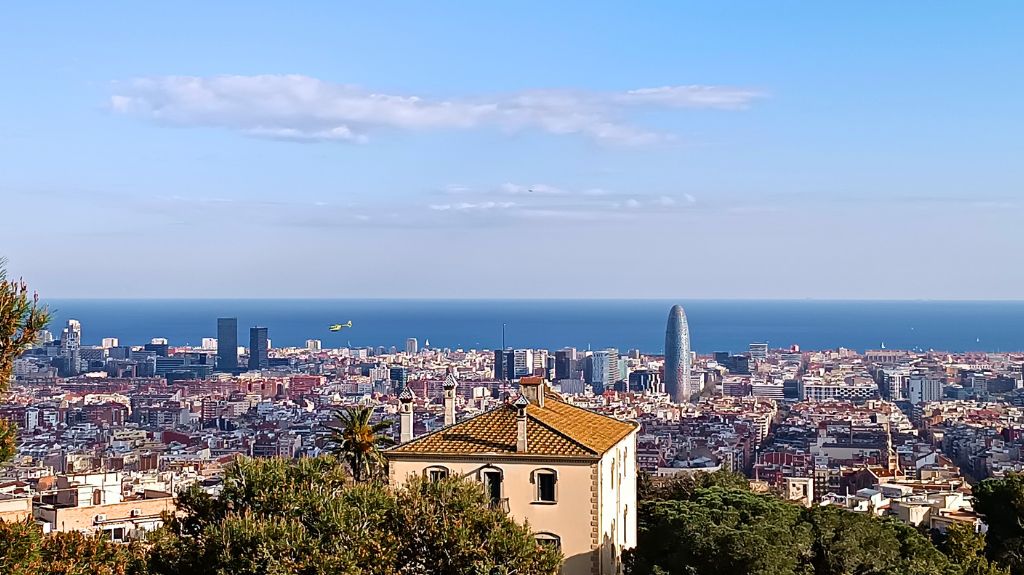 Helicopter Flying Over Barcelona